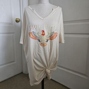 Cream Free Bird Graphic Tee with Eagle Design XXL